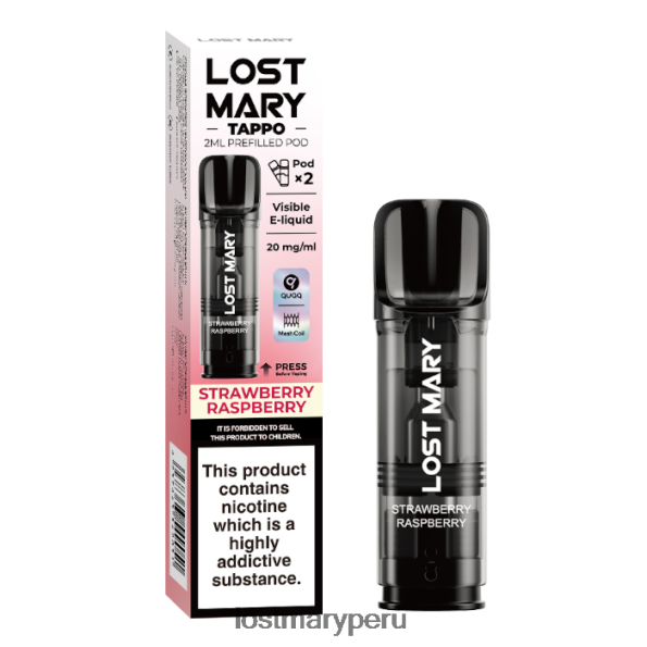 vainas precargadas de miss mary tappo - 20 mg - paquete de 2 frambuesa fresa - Lost Mary Flavors 86XJX0178